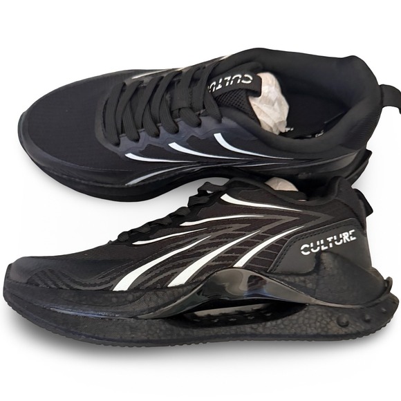 Culture Other - Culture Athletic Sneakers Black White Graphic Lace Up Shoes US M 6.5 W 8.5
